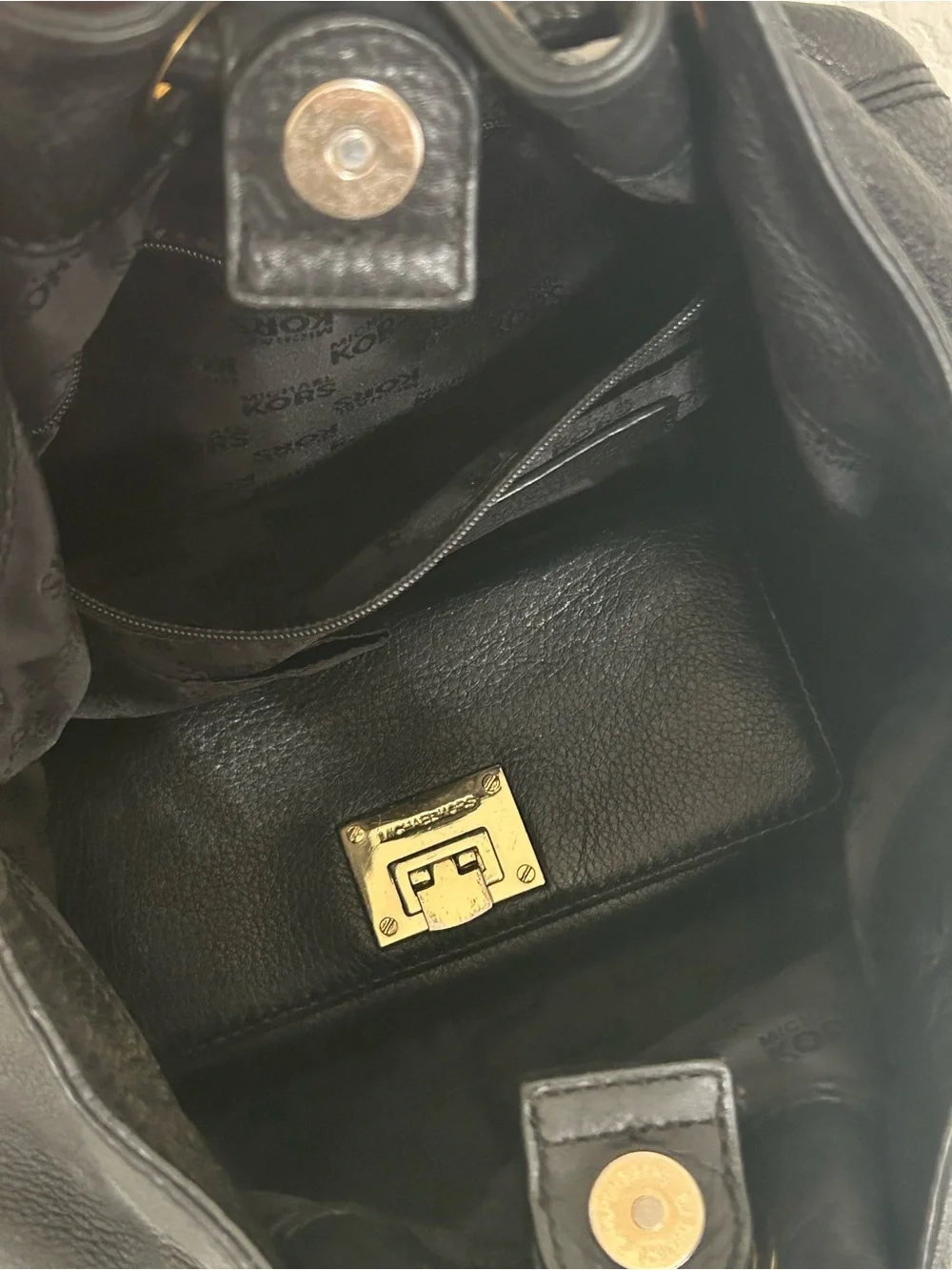 Michael Kors Black Leather Hobo Bag and Michael Kors Black Lock Wallet Bundle